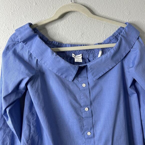 Club Monaco Jearim Off-Shoulder Top Blue 6 Blouse Feminine Minimalist - Picture 3 of 10